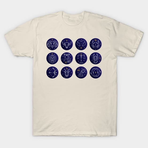 astrological zodiac collections signs illustration T-Shirt by Mako Design 